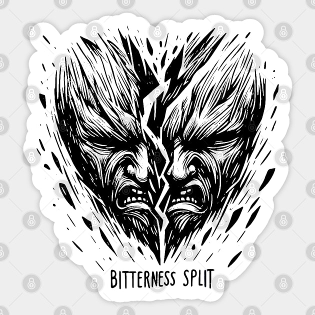 Yin Yang of Discord - Bitterness Split Artwork Sticker by Doming_Designs